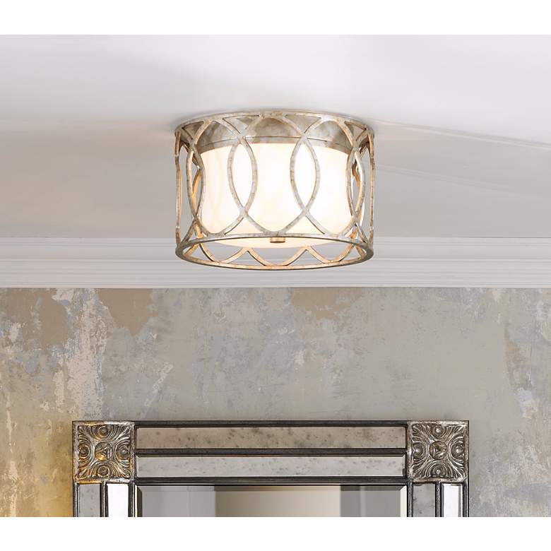 Image 1 Sausalito Collection 12 1/4" Wide Silver-Gold Ceiling Light in scene