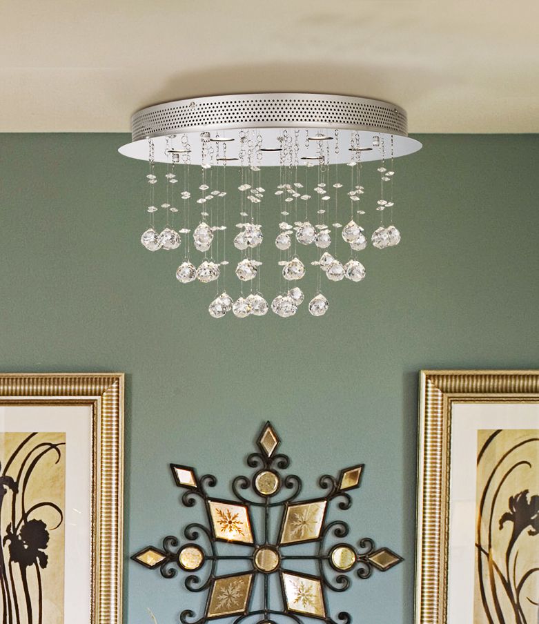 A living room with a Vienna Full Spectrum lighting fixture. Lamps Plus