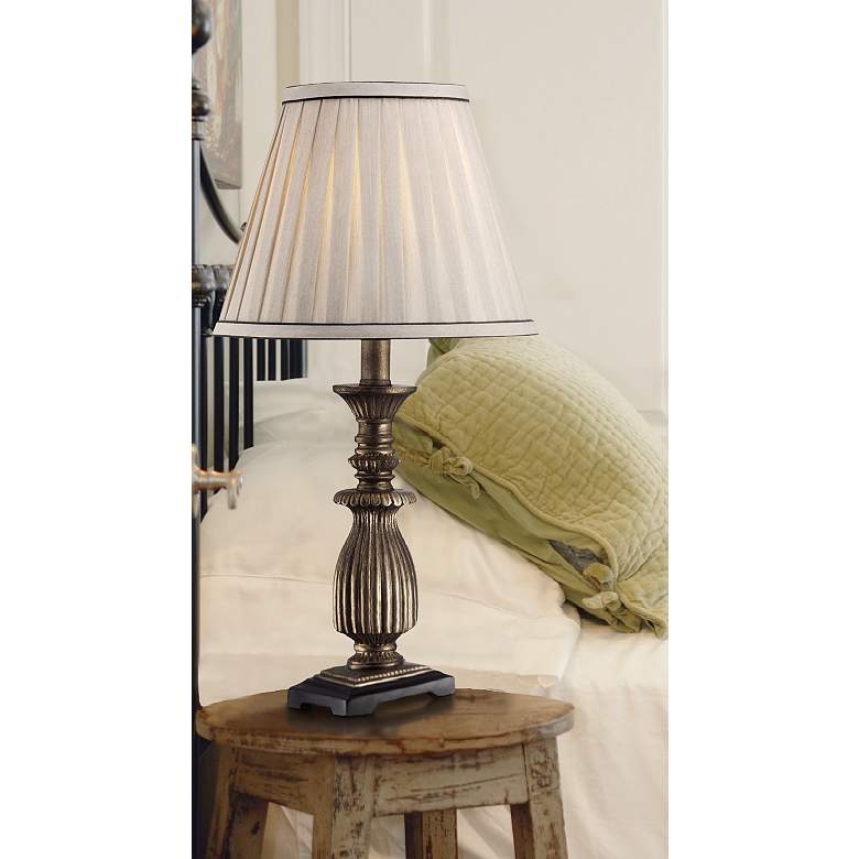 Ribbed 18&quot; High Antique Gold with Pleat Shade Accent Lamp in scene