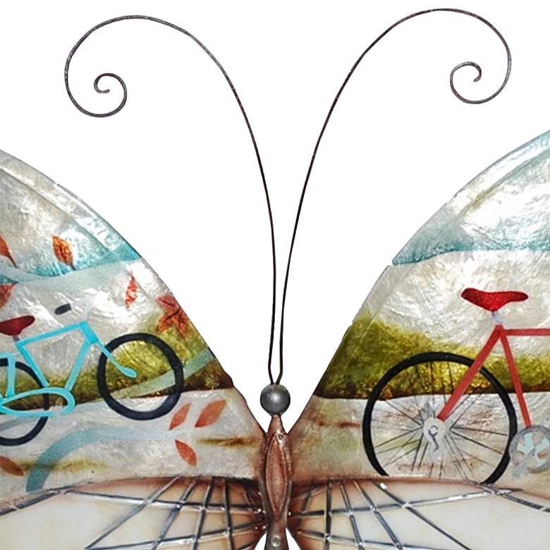 Image 3 Eangee Butterfly Bicycles 18" Wide Capiz Shell Wall Decor more views