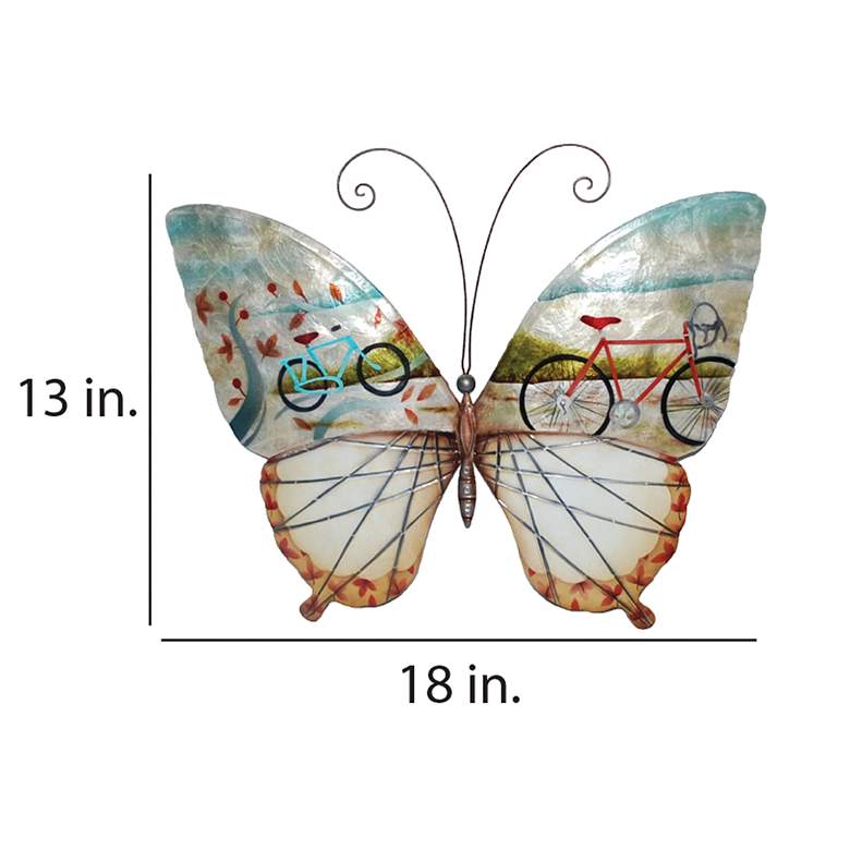 Image 4 Eangee Butterfly Bicycles 18" Wide Capiz Shell Wall Decor more views