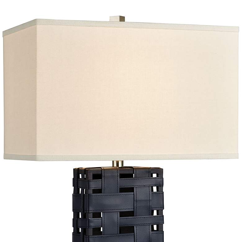 Image 2 Dimond Strapped Down Navy Blue Faux Leather Table Lamp more views