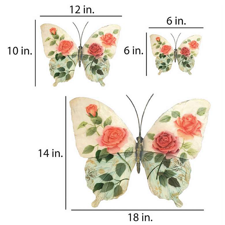 Image 4 Butterfly 18"W White Pink Capiz Shell Wall Decor Set of 3 more views