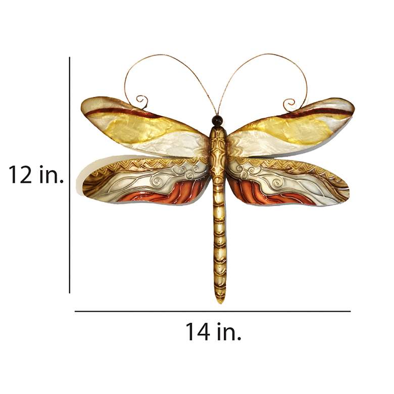 Eangee Dragonfly 14&quot;W Pearl Tan and Brown Metal Wall Decor more views