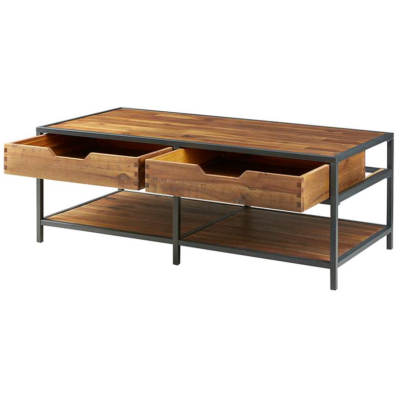 Image 5 Ryker 44" Wide Natural Acacia Wood 2-Drawer Coffee Table more views