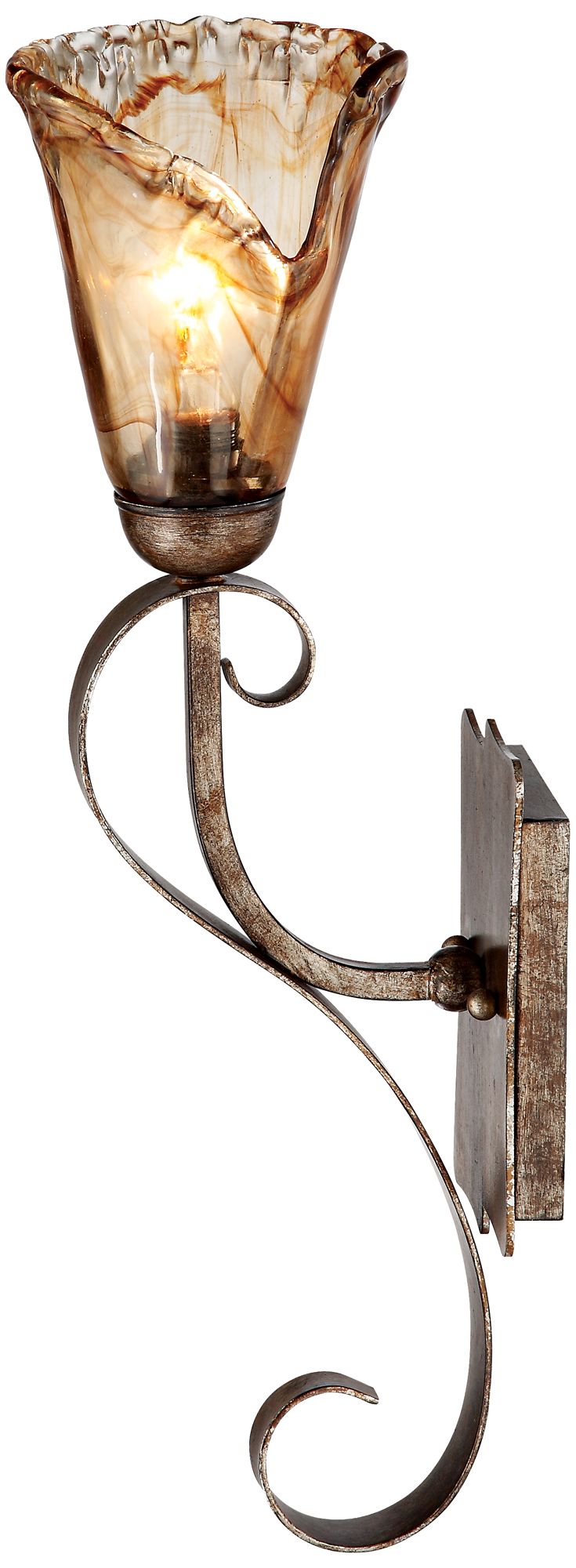 Amber Scroll 23 1/2" High Art Glass and Bronze Wall Sconce 11830 Lamps Plus