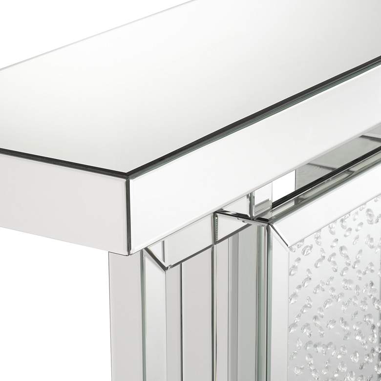Fostoria 47 1/4&quot; Wide Silver-Mirror Modern Crystal Console Table more views