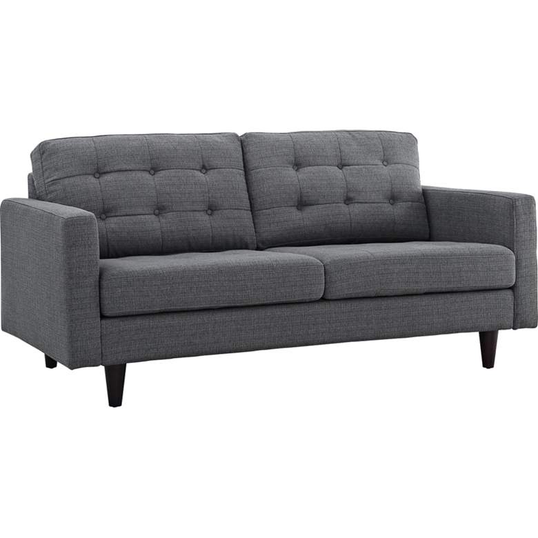 Image 3 Empress Gray Fabric Tufted Loveseat more views