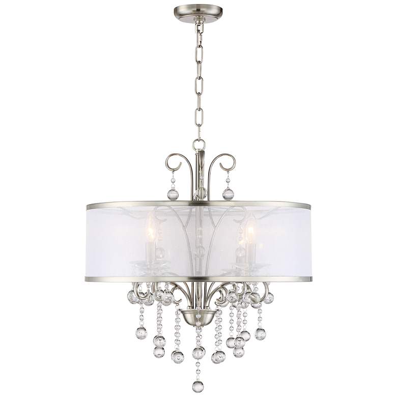 Possini Euro Perry 22&quot; Wide Bright Nickel 4-Light Chandelier more views