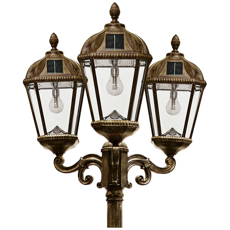 Royal Bulb 89&quot;H Bronze 3-Lamp Solar LED Outdoor Post Light more views