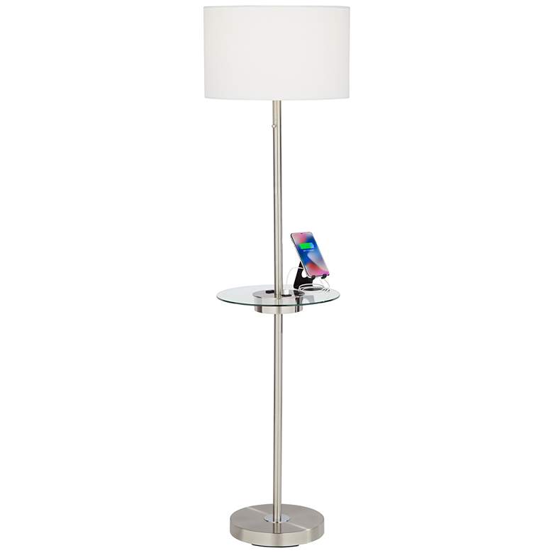 Caper Tray Table Floor Lamp with USB Port and Outlet - #15A10 | Lamps Plus