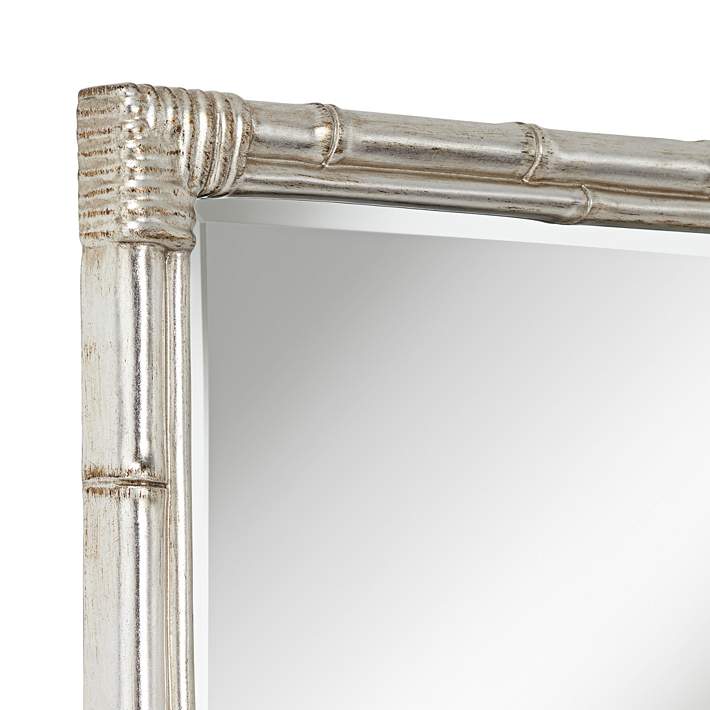 X 43 Rectangular Bamboo Wall Mirror, Silver Bamboo Frame Wall Mirror
