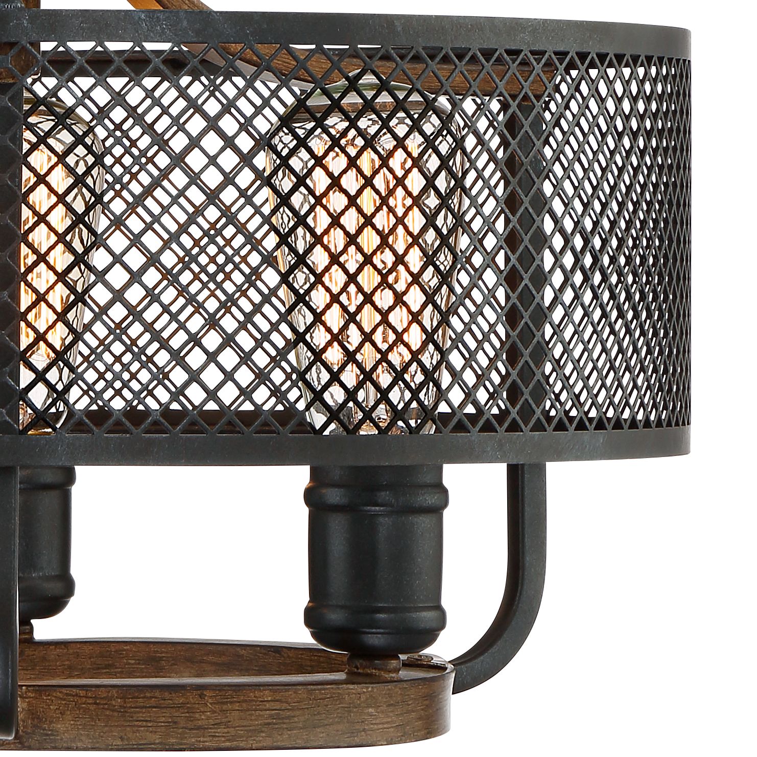 Halvor 16" Wide 3Light Black Mesh Ceiling Light 15D60 Lamps Plus