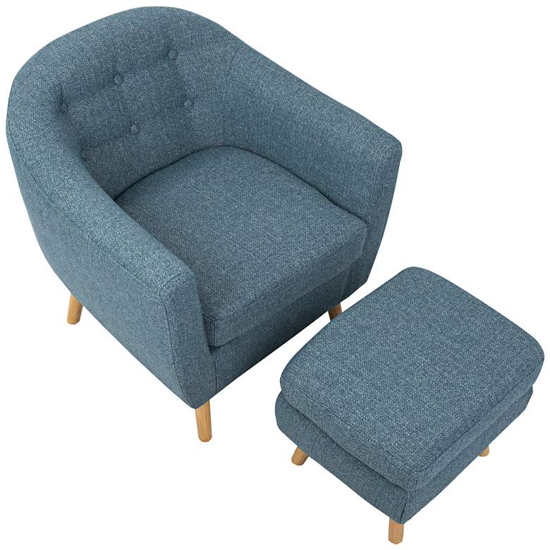 Rockwell Blue Noise Fabric Accent Chair with Ottoman