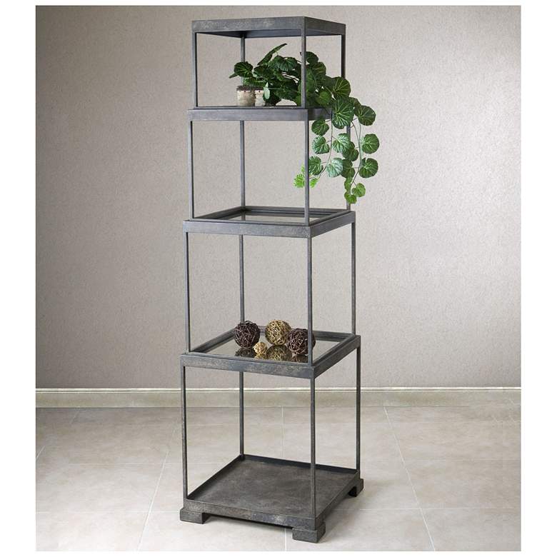 Friedman 71&quot; High Rustic Bronze Stacked Cubes Etagere more views