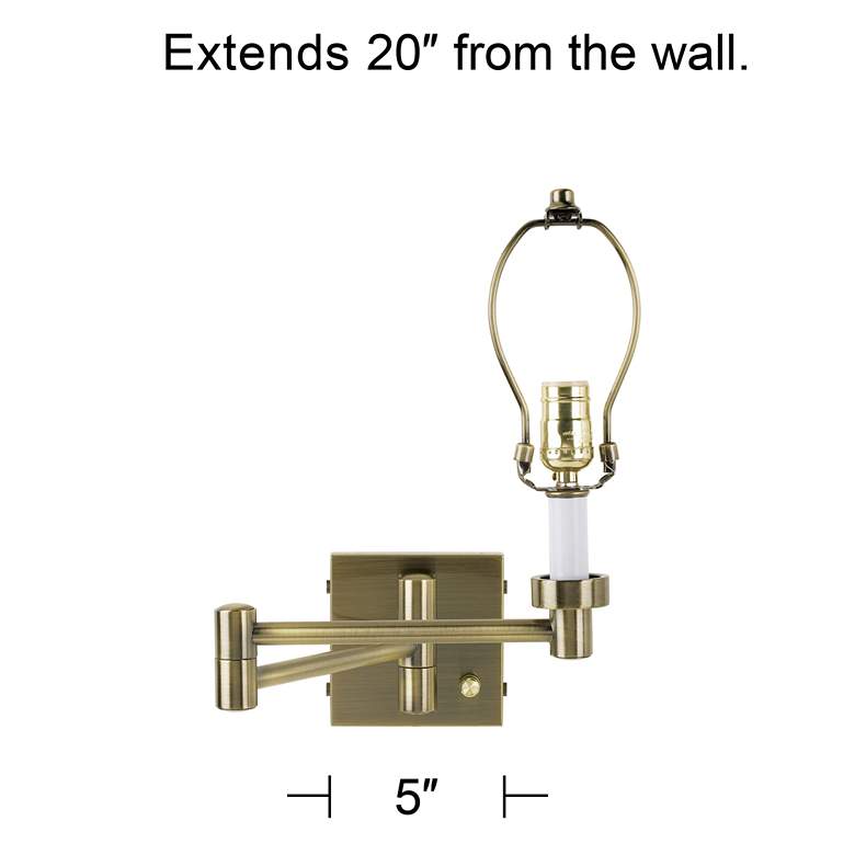 Cream Burlap Shade Antique Brass Plug-In Swing Arm Wall Lamp more views
