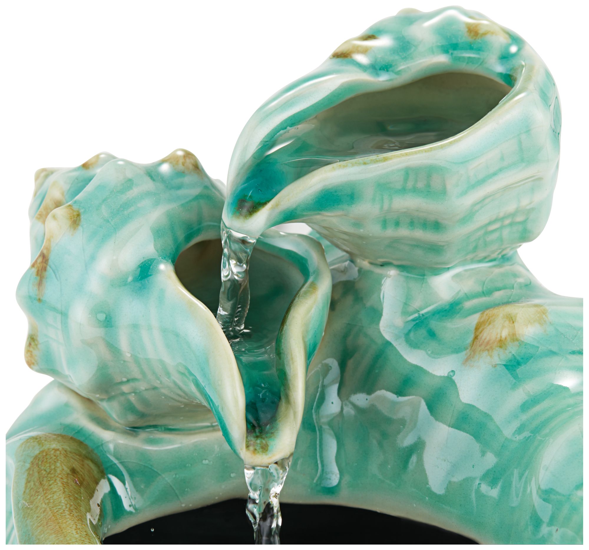 Seashells 7" High Teal Ceramic Indoor/Outdoor Tabletop Fountain
