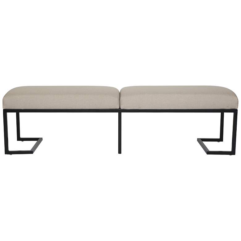 Image 2 Ashley 70" Wide Sand Linen 2-Seat Modern Bench more views