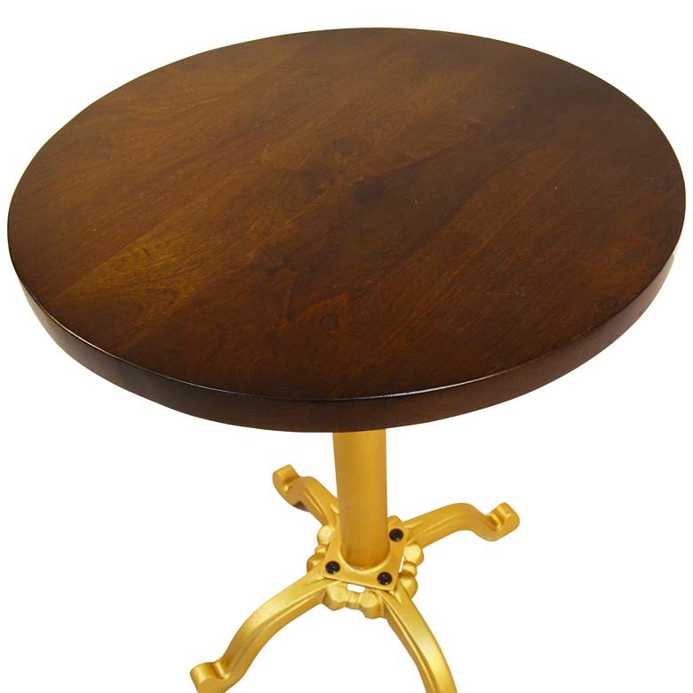 Image 4 Chloe 18" Wide Elm Wood and Gold Adjustable Accent Table more views