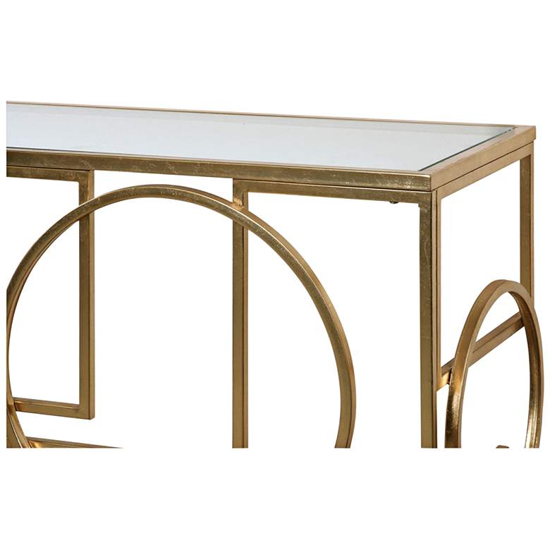Metria 52&quot; Wide Glass and Gold Leaf Geometric Console Table more views