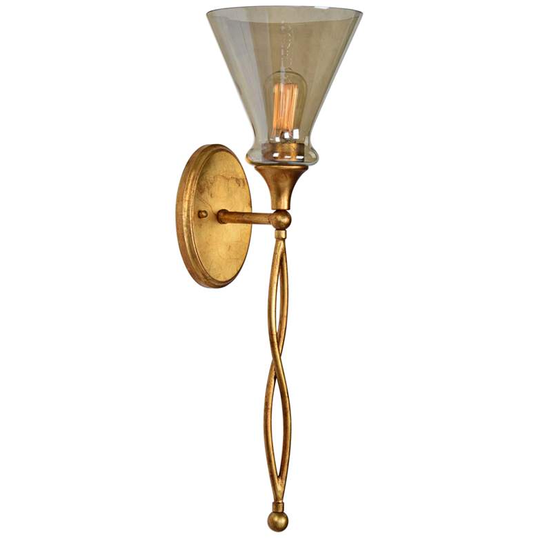 Uttermost Glam 26 1/2&quot; High Antiqued Gold Leaf Wall Sconce more views
