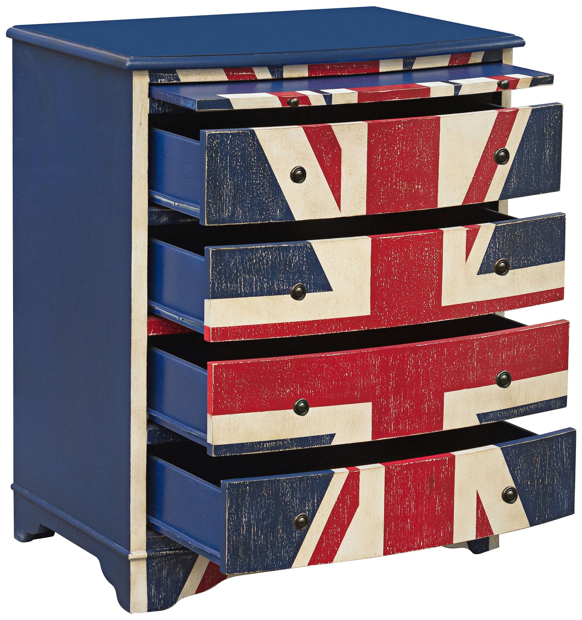 Union Jack 26 Wide 4 Drawer Hand Painted Accent Chest 19a17