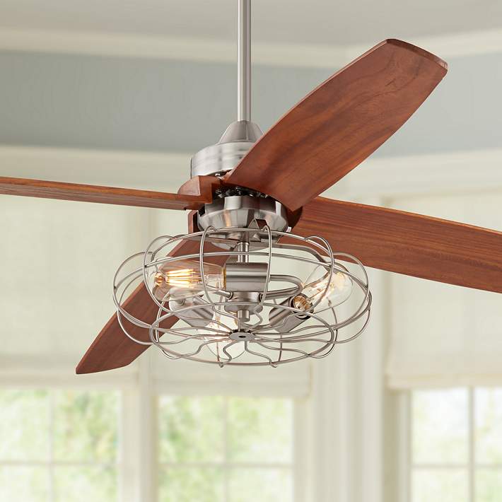 Brushed Nickel Vintage Cage Led Ceiling, How To Replace A Light Kit On Ceiling Fan