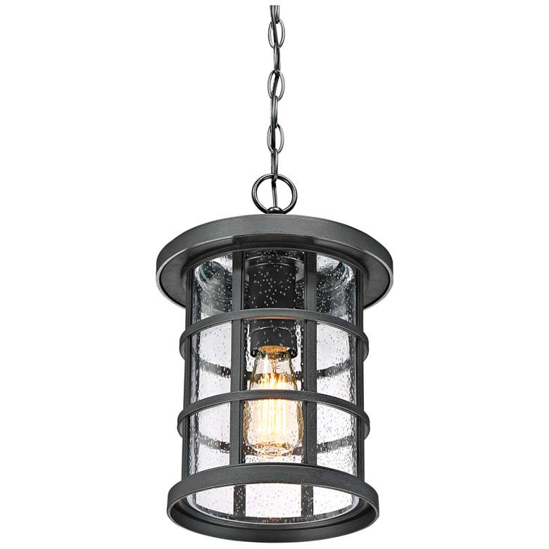 Quoizel Crusade 15 1/2&quot;W Earth Black Outdoor Hanging Light more views