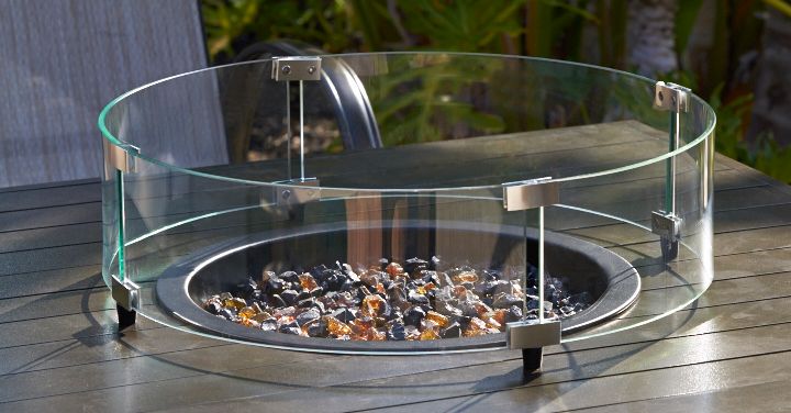 Elements Round Fire Table Glass Wind Screen 1F680 Lamps Plus