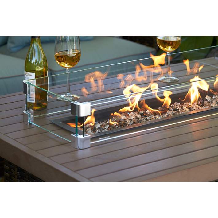 Elements Rectangular Fire Table Glass, Glass Windscreen For Fire Pit