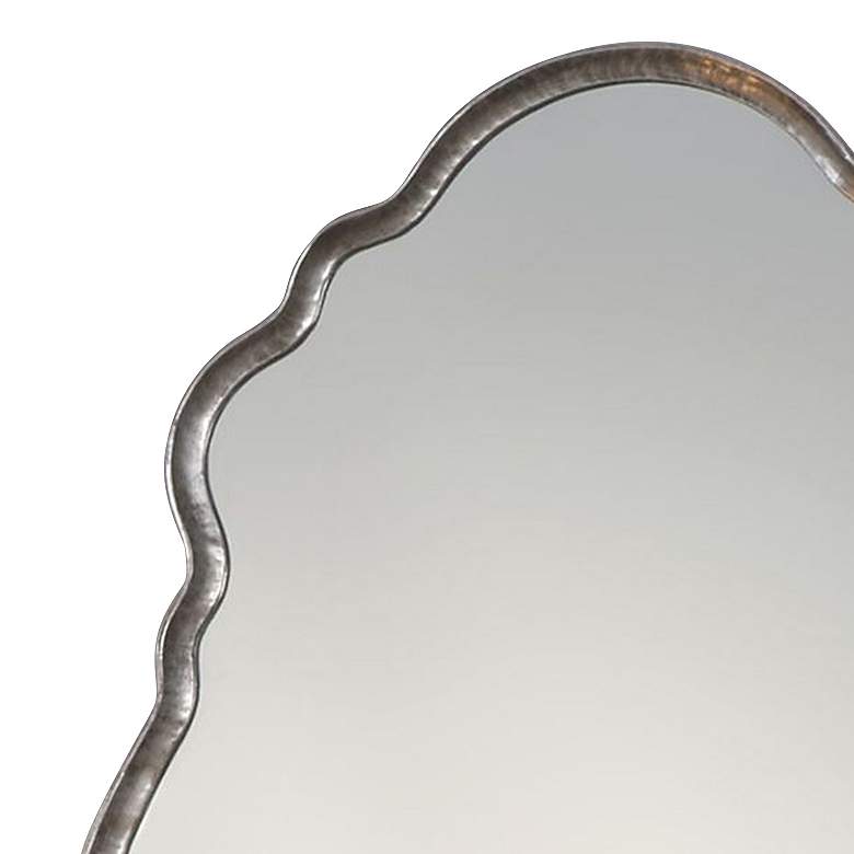 Image 2 Samia Metallic Silver Iron 20 3/4" x 36" Oval Wall Mirror more views