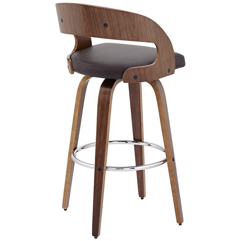 Image 5 Shelly Modern 30" Brown Faux Leather Swivel Bar Stool more views