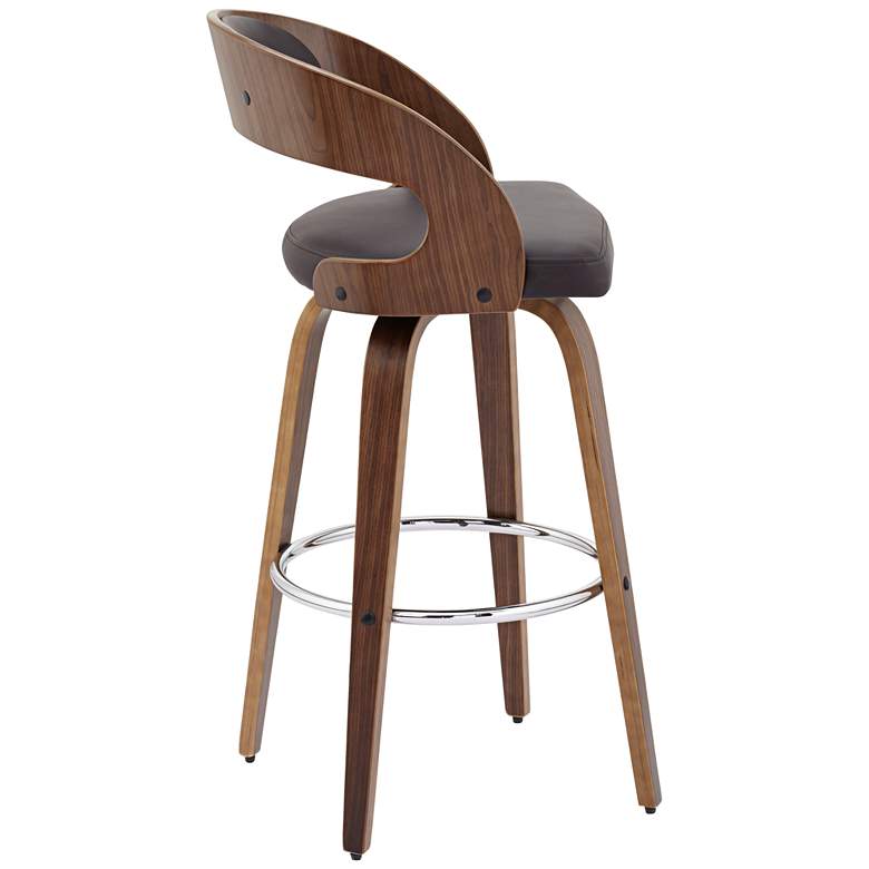 Image 7 Shelly Modern 30" Brown Faux Leather Swivel Bar Stool more views