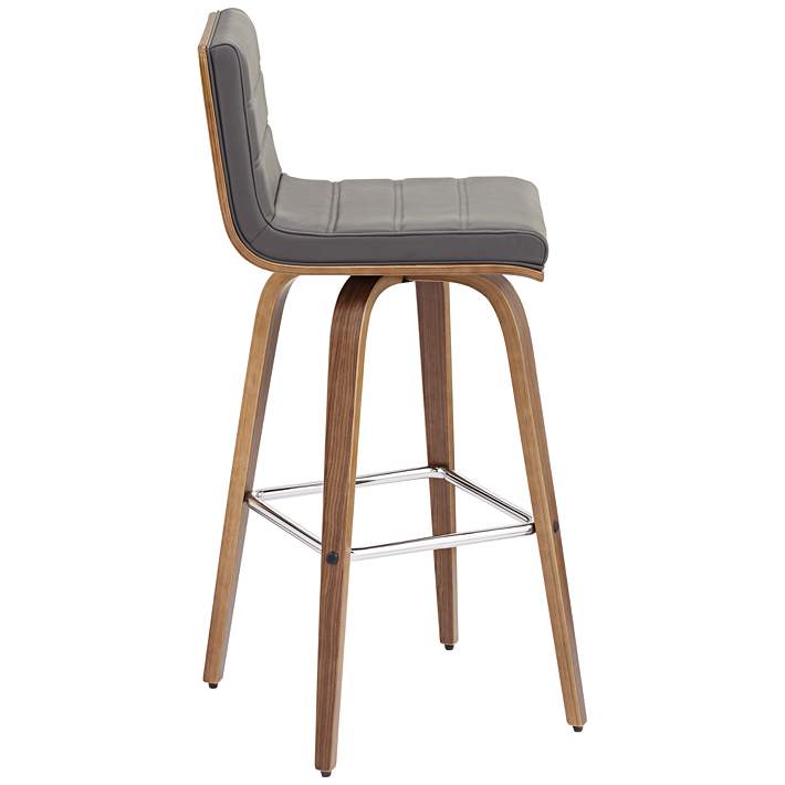Armen Living Vienna 30 Gray Faux Leather And Walnut Swivel Bar Stool, How To Clean Faux Leather Bar Stools