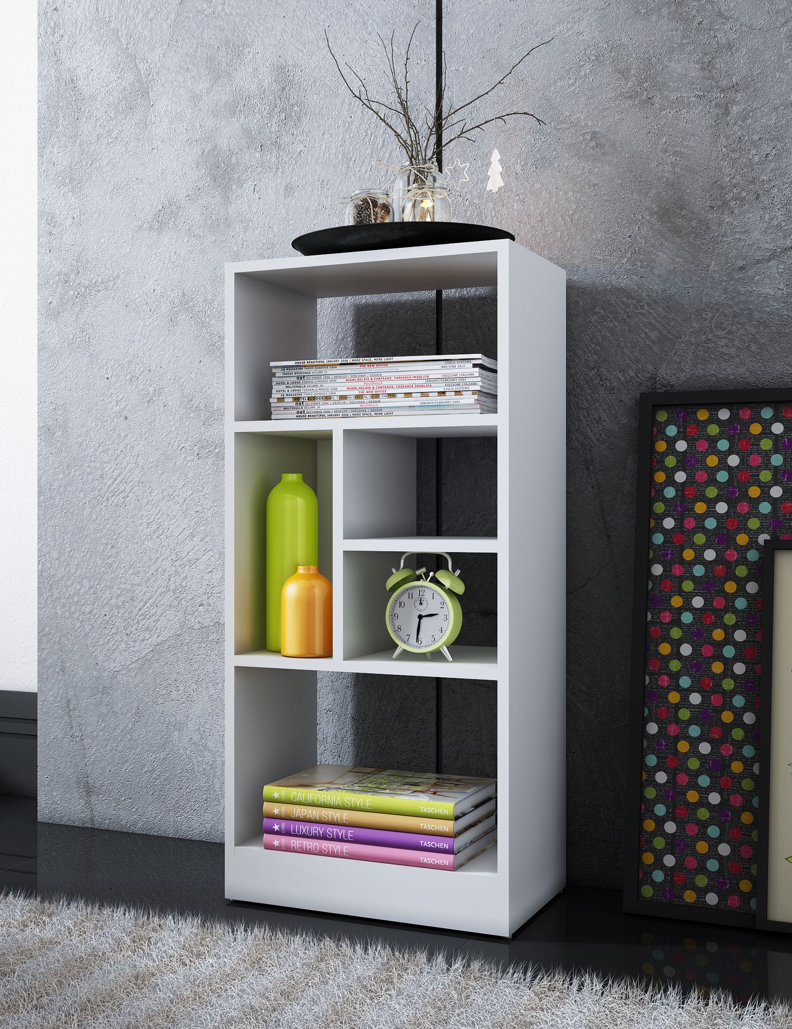 Valenca 35 1/2" High 5Shelf White Wood Modern Bookcase 1J364
