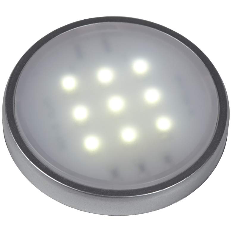 Image 3 4-Light Silver LED Puck Light Kit with Remote Control more views