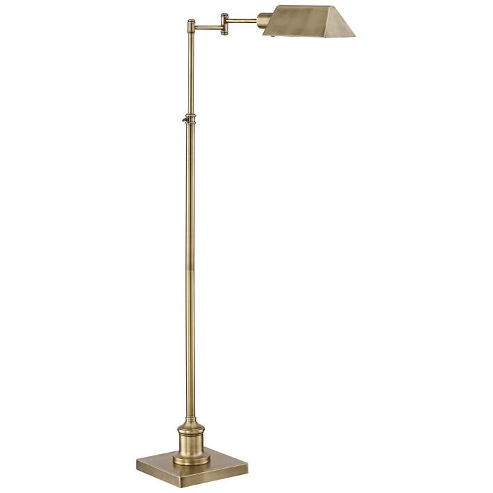 Jenson Aged Brass Adjustable Swing Arm, Antique Brass Adjustable Pole Pharmacy Metal Desk Lamp
