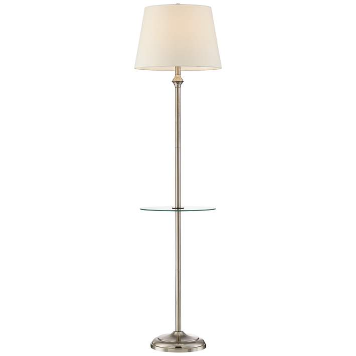 Dayton Satin Nickel Floor Lamp With, Floor Lamp With Table Attached Uk