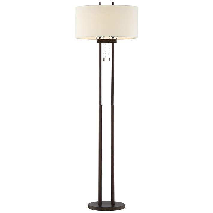 Roscoe Bronze Twin Pole Modern Pull, Floor Lamps With 2 Pull Chains