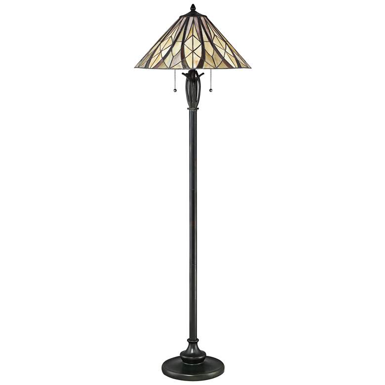 Image 2 Quoizel Victory Tiffany-Style Bronze 2-Light Floor Lamp more views