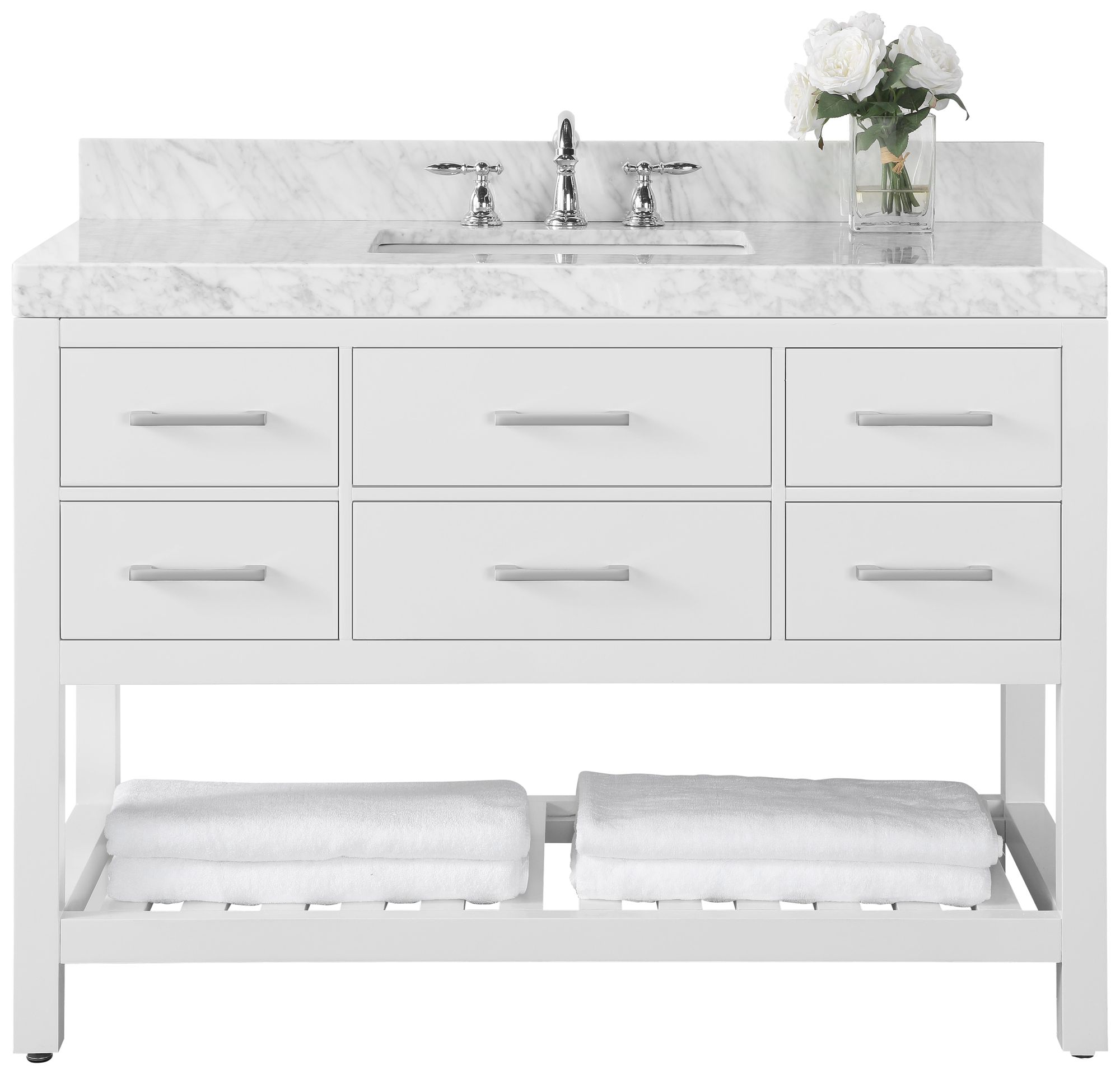 Elizabeth 48" Wide Nickel White Marble Single Sink Vanity 1M898 Lamps Plus