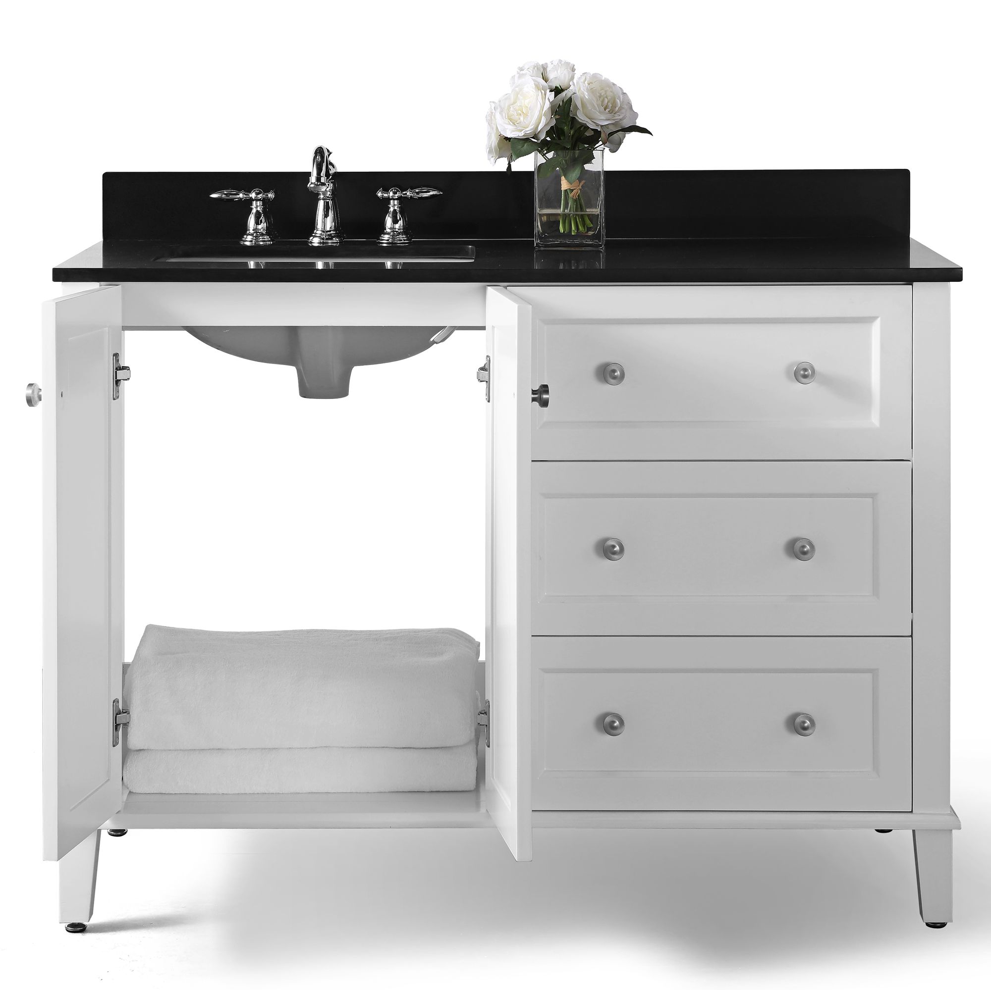 Hannah White 48" GraniteTop OffCenter Left Sink Vanity