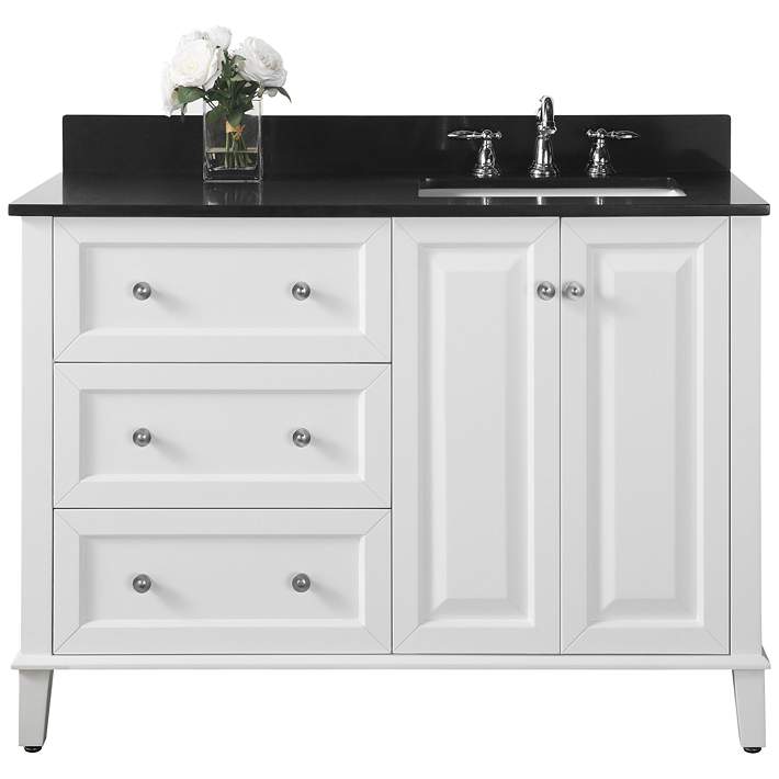 Hannah 48 White Granite Top Off Center, 48 Inch Bathroom Vanity Top With Right Offset Sink
