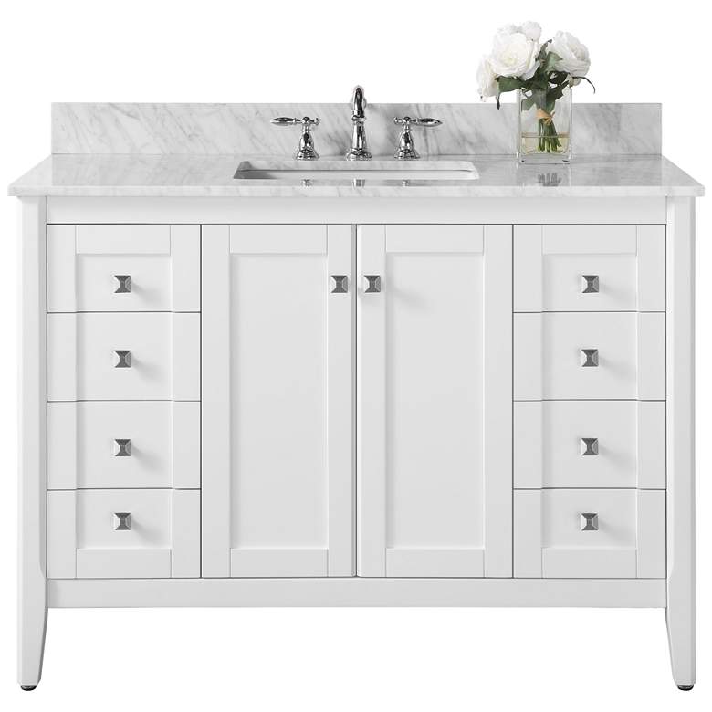 Shelton White 48&quot; Italian White Marble Single Sink Vanity more views