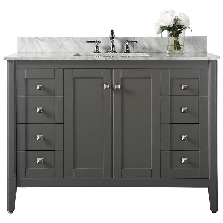 Shelton Sapphire Gray 48&quot; White Marble Single Sink Vanity more views