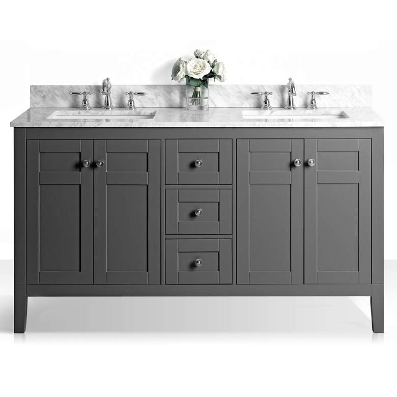 Maili Sapphire Gray 60&quot; Italian Marble Double Sink Vanity more views