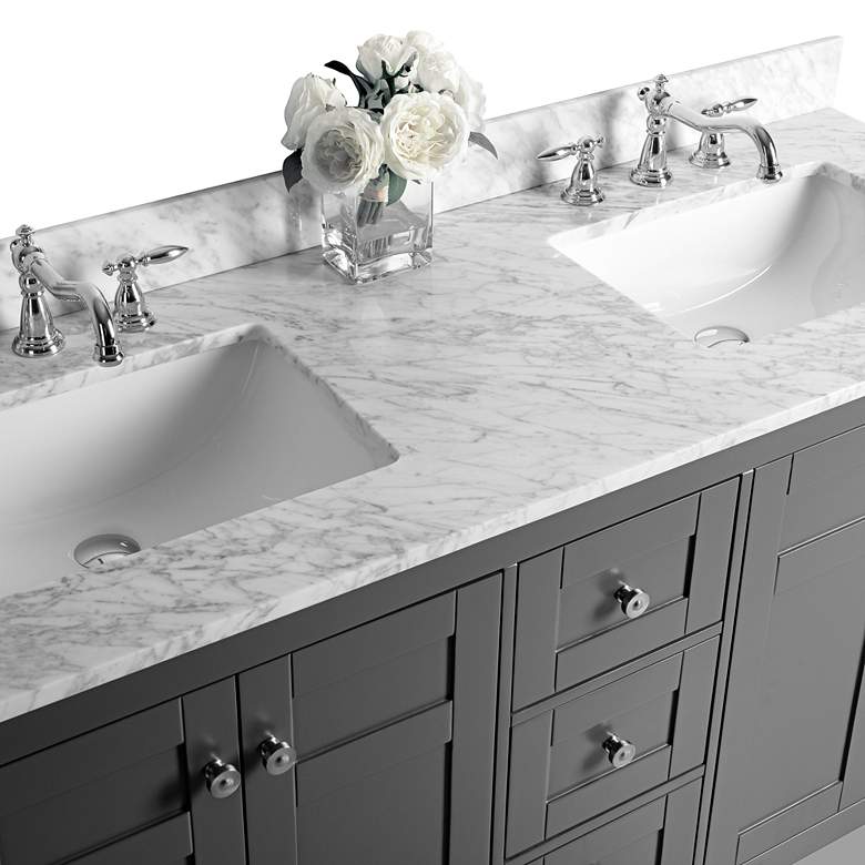 Maili Sapphire Gray 60&quot; Italian Marble Double Sink Vanity more views