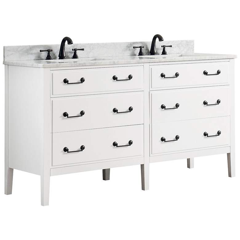 Avanity Delano White 61&quot; Carrara-Top Double Sink Vanity more views