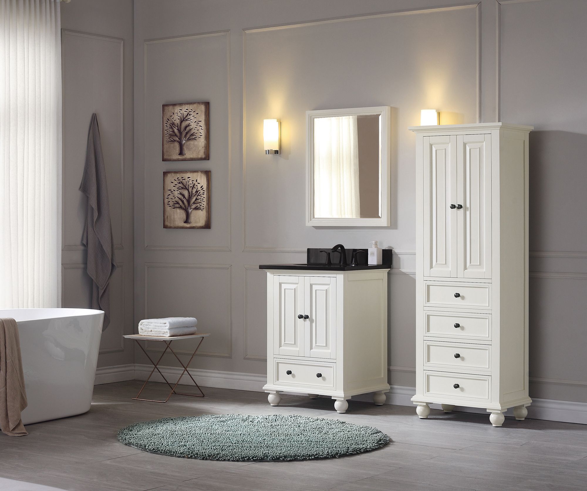 Thompson 68" High French White 4Drawer Tall Linen 1N480