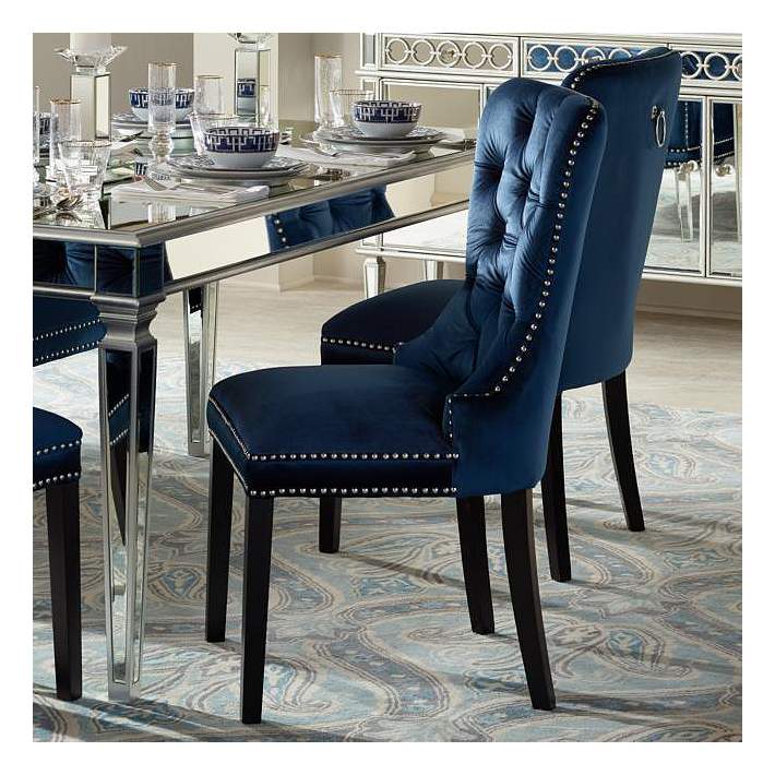 Euphoria Tufted Blue Velvet Dining Chair 1p330 Lamps Plus
